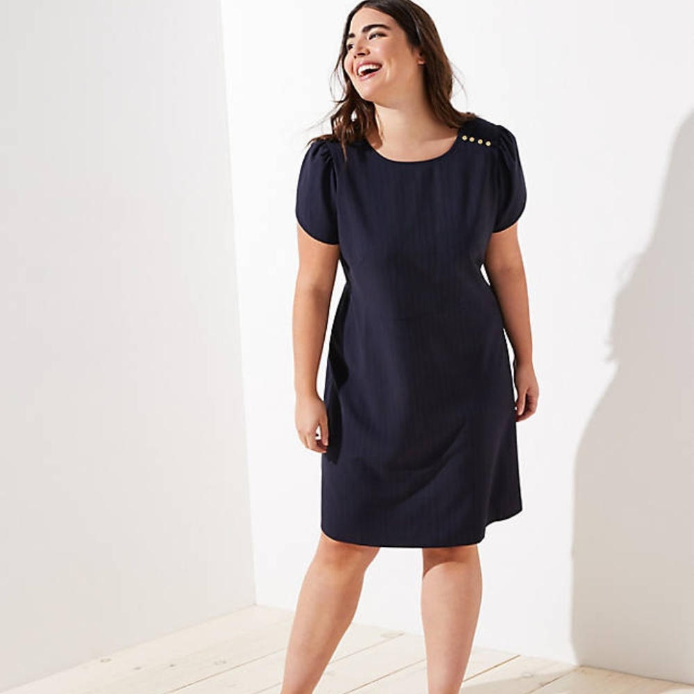 NWT LOFT Navy Pinstripe Dress
